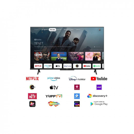 Hisense 108 cm 43 inches Bezelless Series 4K Ultra HD Smart LED Google TV 43A6H Black