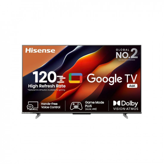 Hisense 139 cm 55 inches Bezelless Series 4K Ultra HD Smart LED Google TV 55A6K Gray