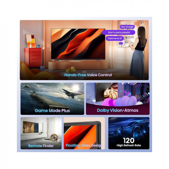 Hisense 139 cm 55 inches Bezelless Series 4K Ultra HD Smart LED Google TV 55A6K Gray