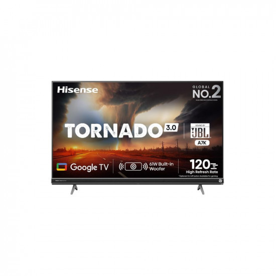 Hisense 139 cm 55 inches Tornado 30 Series 4K Ultra HD Smart LED Google TV 55A7K Black