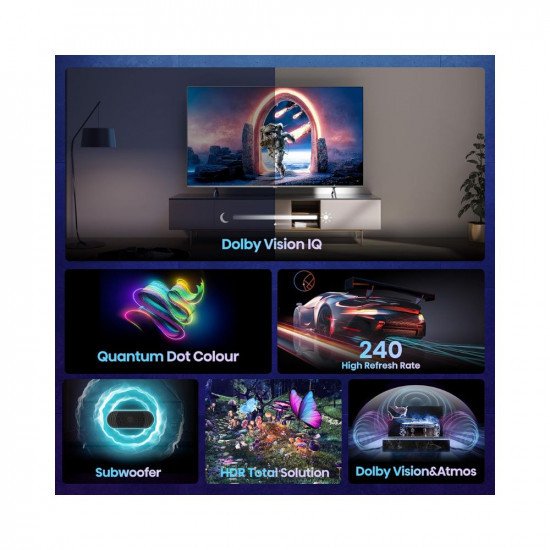 Hisense 164 cm 65 inches Tornado Series 4K Ultra HD Smart QLED TV 65E7K PRO Dark Grey HSR 240 Mode HRD 10 Game Mode Pro