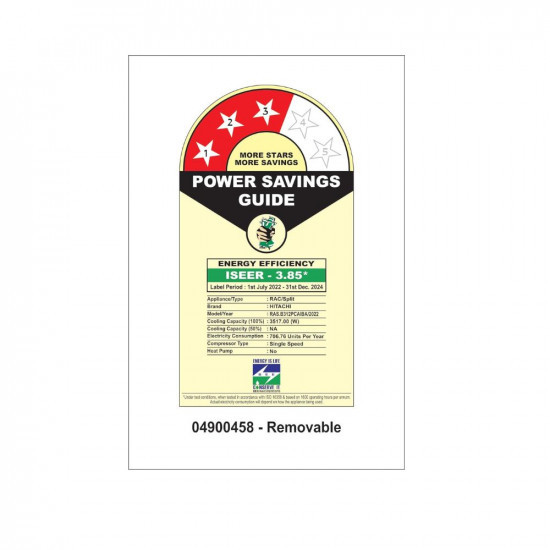 Hitachi 1 Ton 3 Star Fixed Speed Split AC 100 Copper Dust Filter 2022 Model Senpai 3200FL R32-RASB312PCAIBA White