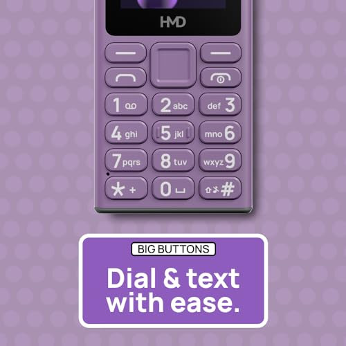HMD 105 Keypad Phone with Built-in UPI App Phone Talker Long-Lasting Battery Wireless FM Radio Purple