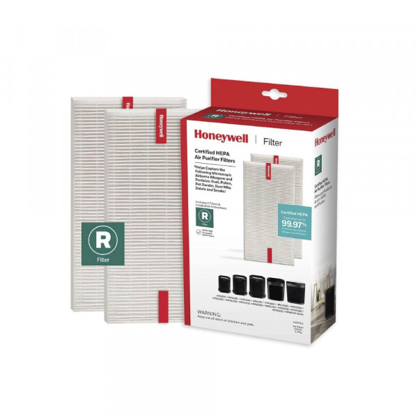 Image of Honeywell HEPA Air Purifier Filter R, 2-Pack for HPA 100/200/300 and 5000 Series - Airborne Allergen Air Filter Targets Wildfire/Smoke, Pollen, Pet Dander, and Dust
