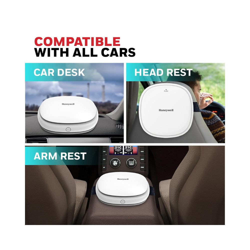 Honeywell Move Pure3 Car Air PurifierHepa filter Formaldehyde which removes 999 PM01 particles pollutantsallergiesdust smokeCADR upto24 mh with 3xUSB ports2 Years Manufacturer Warranty