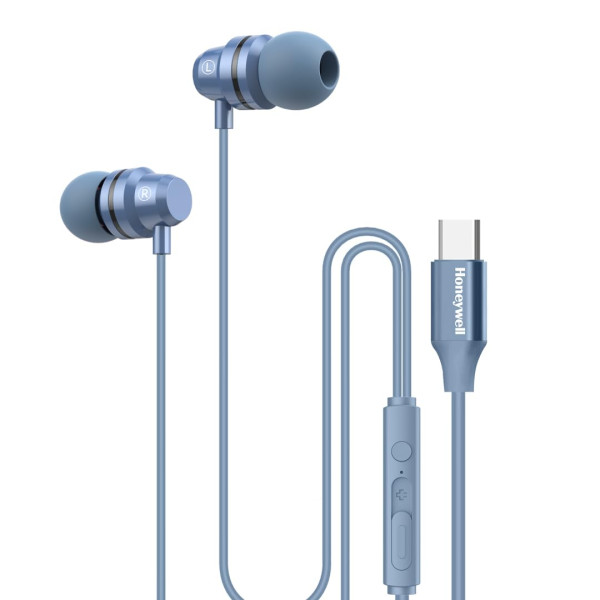 Image of Honeywell Suono P60 Wired Earphones with Built in Mic, 10mm*2 Drivers, Passive Noise Cancellation, Deep Bass &amp; Clear Sound, Ultra HD Mic Quality, Type C Compatible, Voice Assistant Enabled, 1.2 Mtr