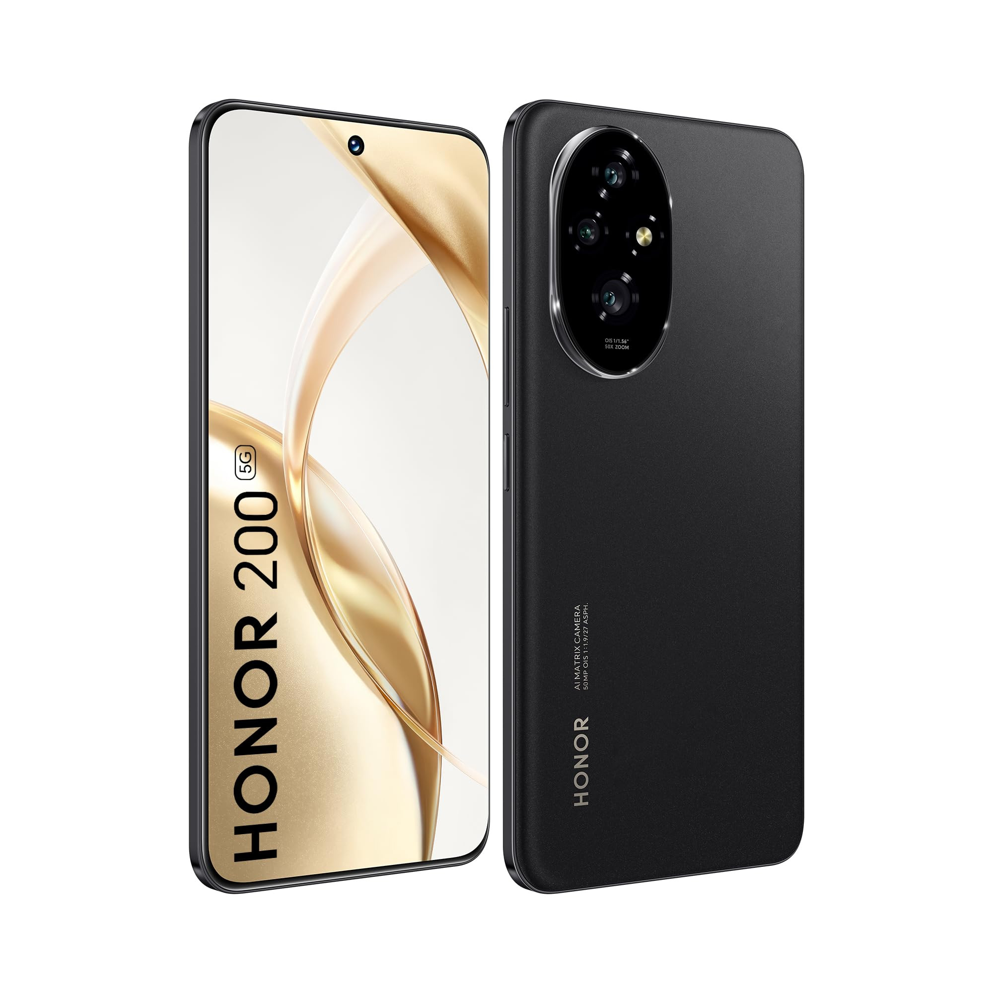 HONOR 200 5G Black 8GB  256GB  Quad-Curved AMOLED Display  Dual OIS Triple Camera - 50MP  50MP  12MP Camera  50MP Selfie Camera  AI-Powered MagicOS 90  Without Charger