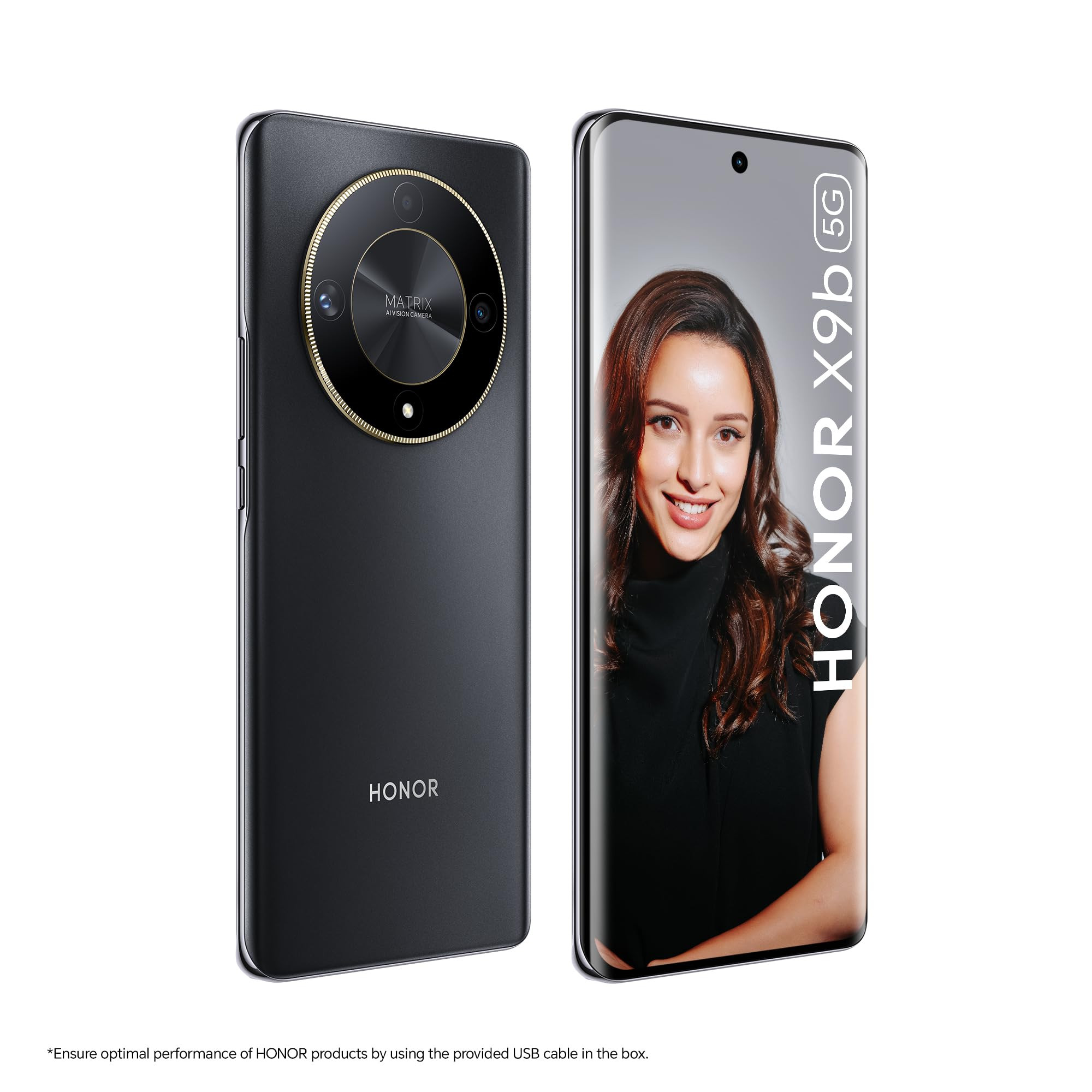 HONOR X9b 5G Midnight Black 8GB 256GB Indias First Ultra-Bounce Anti-Drop Curved AMOLED Display 5800mAh Battery 108MP Primary Camera Without Charger