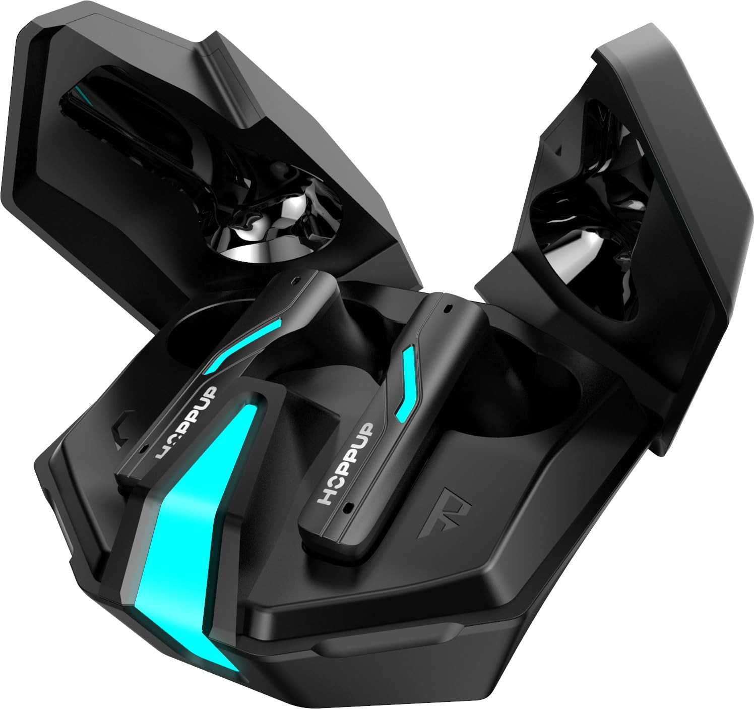 HOPPUP Xo6 Gaming Earbuds with 35MS Low Latency RGB LED 13MM Drivers 50H Playtime Bluetooth Coal Black True Wireless
