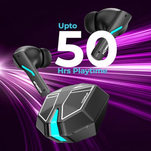 HOPPUP Xo6 Gaming Earbuds with 35MS Low Latency RGB LED 13MM Drivers 50H Playtime Bluetooth Coal Black True Wireless