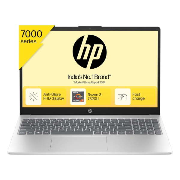 Image of HP 15 AMD Ryzen 3 7320U (8GB Ram/512GB SSD/Fhd/15.6" (39.6 Cm)/Backlit Keyboard/Windows 11/Ms Office 21/1.59Kg/Silver) Fc0026Au Laptop