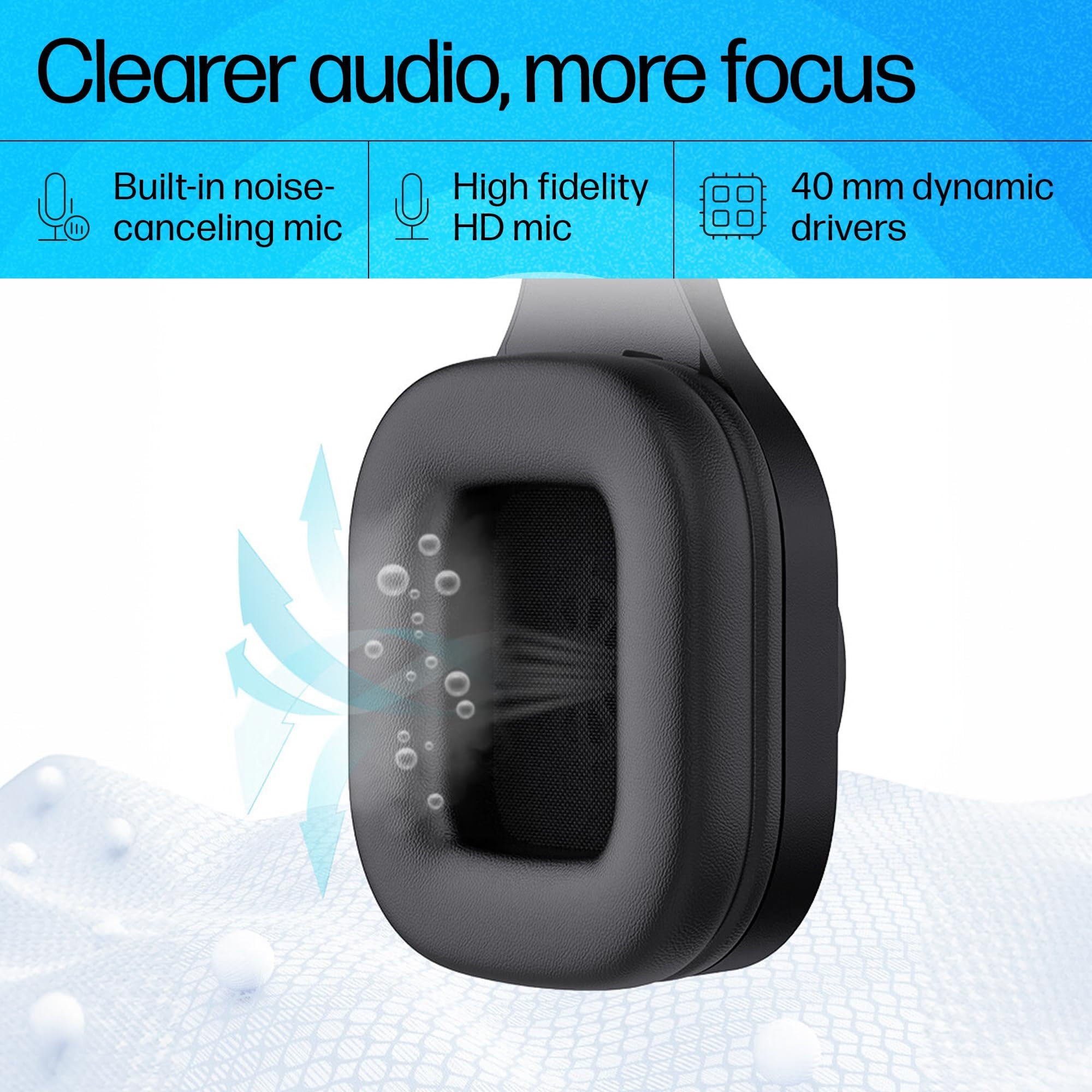 HP H120 Stereo USB Headset Plug-and-Play USB-A Built-in Noise-canceling mic Adjustable Head Strap Padded Ear Cushions 360-degree Bendable mic 1-Year Limited Warranty Black 9Z4V9AA