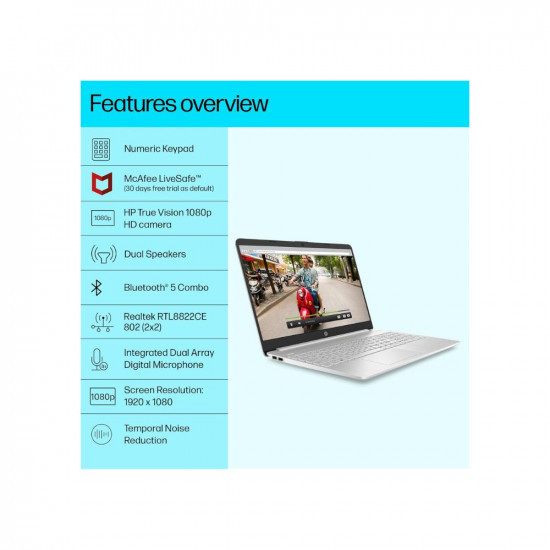 HP Laptop 15s 12th Gen Intel Core i3-1215U 156-inch 396 cm FHD 8GB DDR4 1TB SSD Intel UHD Graphics Thin Light Dual Speakers Win 11 MSO 2021 Silver 169 kg fy5005TU