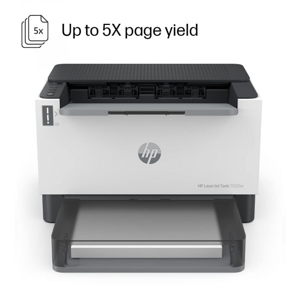 Image of HP Laserjet Tank 1020w Printer, Wireless, Print, Hi-Speed USB 2.0, Bluetooth LE, Up to 22 ppm, 150-sheet Input Tray