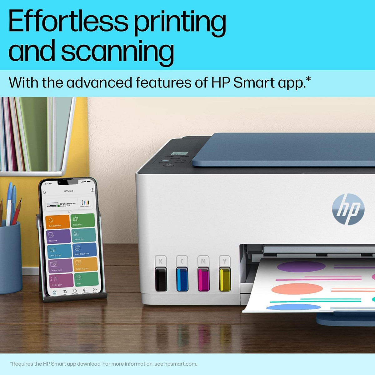 HP Smart Tank 585 All-in-one WiFi Colour Printer Upto 6000 Black and 6000 Colour Pages Included in The Box