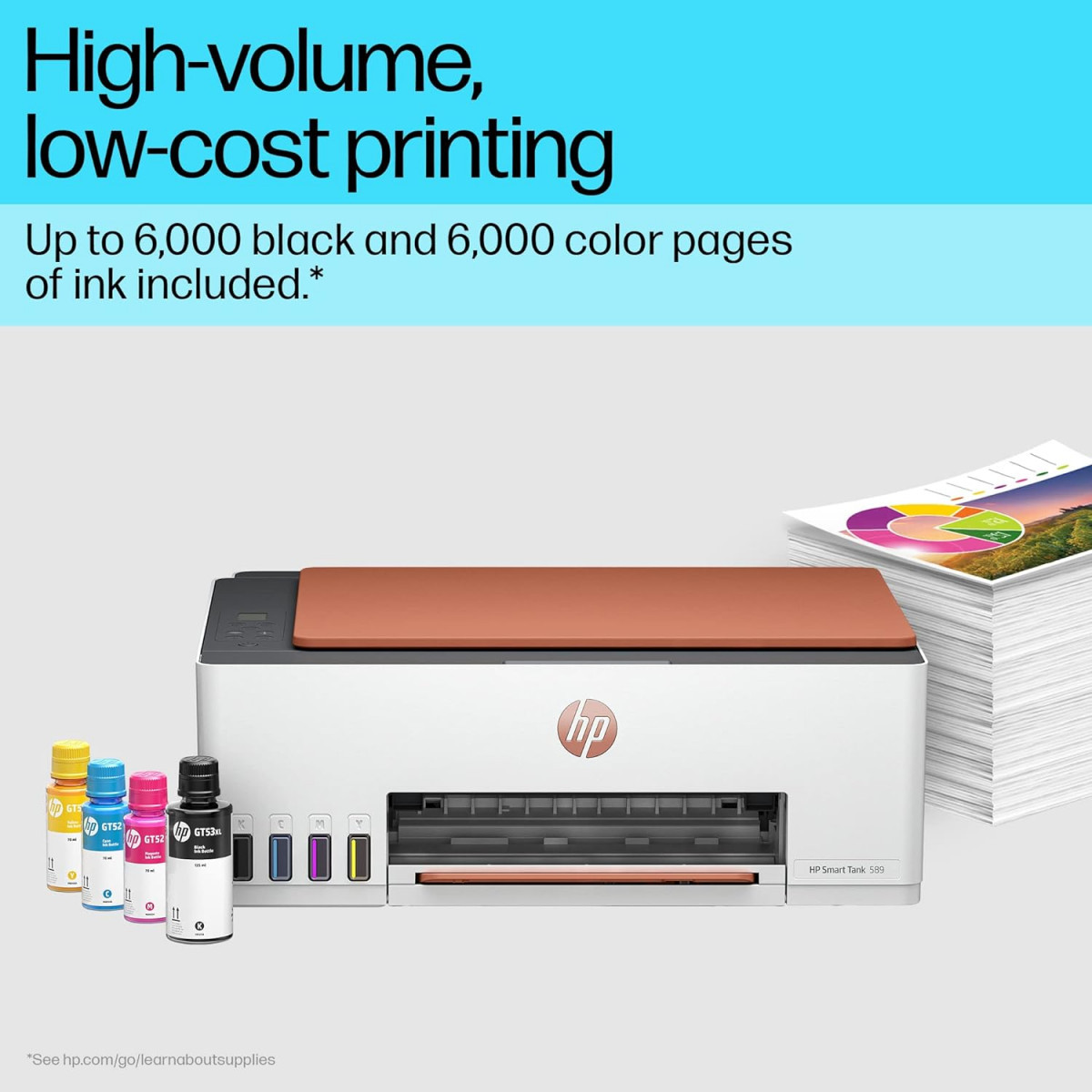 HP Smart Tank 589 AIO WiFi Colour Printer Upto 6000 Black 6000 Colour Pages Included in The Box