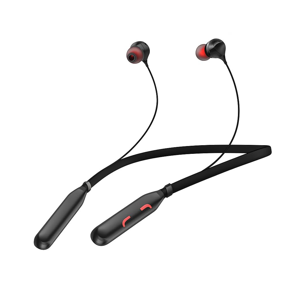 HUG PUPPY Wireless Headphones Neckband Style V50 Bluetooth Long Battery Life Mic with Noise Control Black
