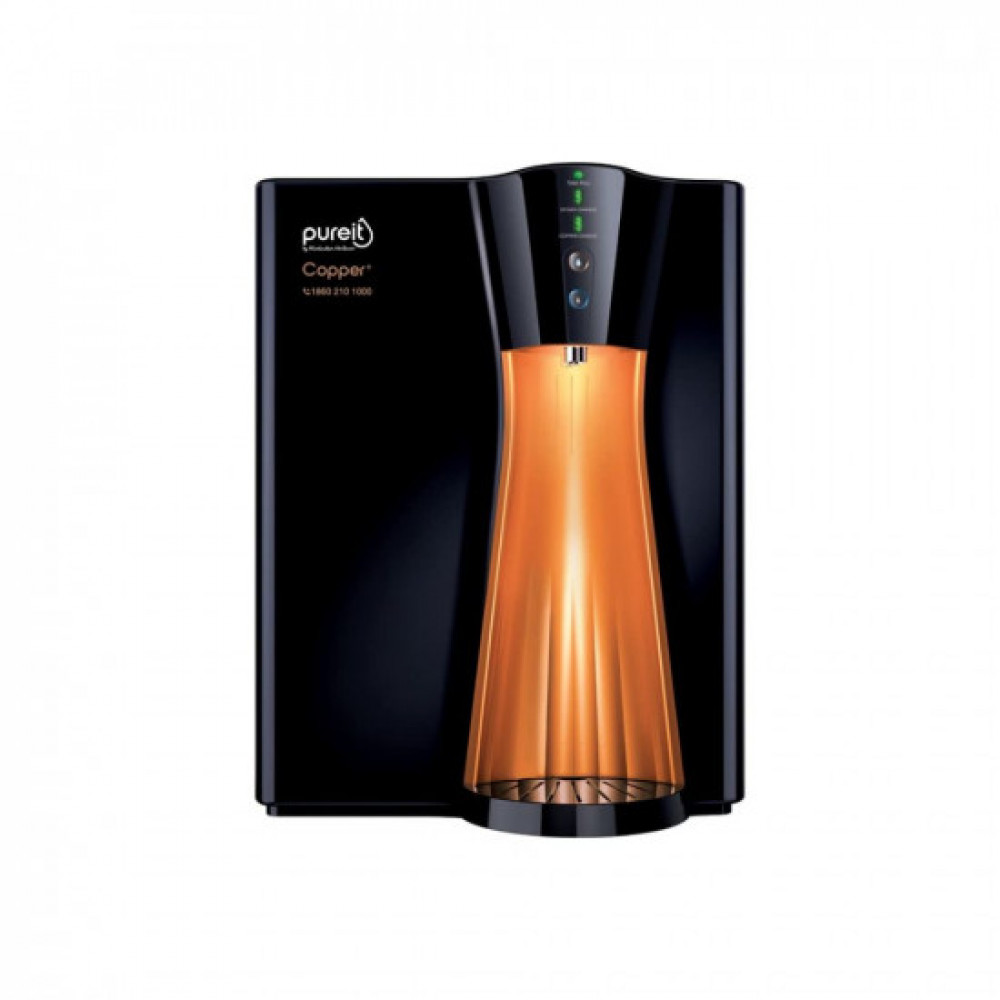 Image of HUL Pureit Copper Mineral RO UV MF 7 stage Table top Wall Mountable Black Copper 8 litres Water Purifier
