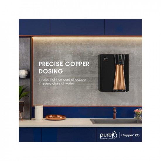 HUL Pureit Copper Mineral RO UV MF 7 stage Table top Wall Mountable Black Copper 8 litres Water Purifier