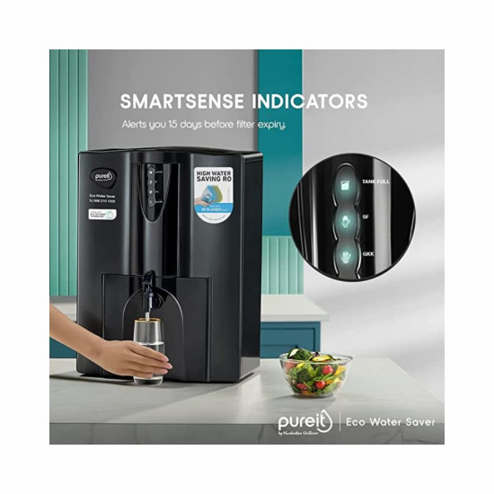 HUL Pureit Eco Water Saver Mineral RO UV MF AS wall mounted Counter top Black 10L Water Purifier