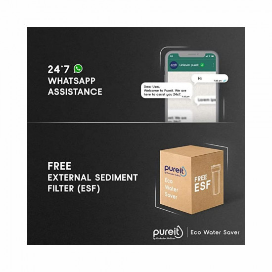 HUL Pureit Eco Water Saver Mineral RO UV MF AS wall mounted Counter top Black 10L Water Purifier