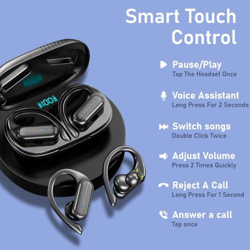 HUMBLE Bluetooth Earbuds with Touch Functionality 24 Hours Playtime Noise Cancellation Touch Controls Long Battery Life and Integrated Voice Assistant Features for Effortless Connectivity Black