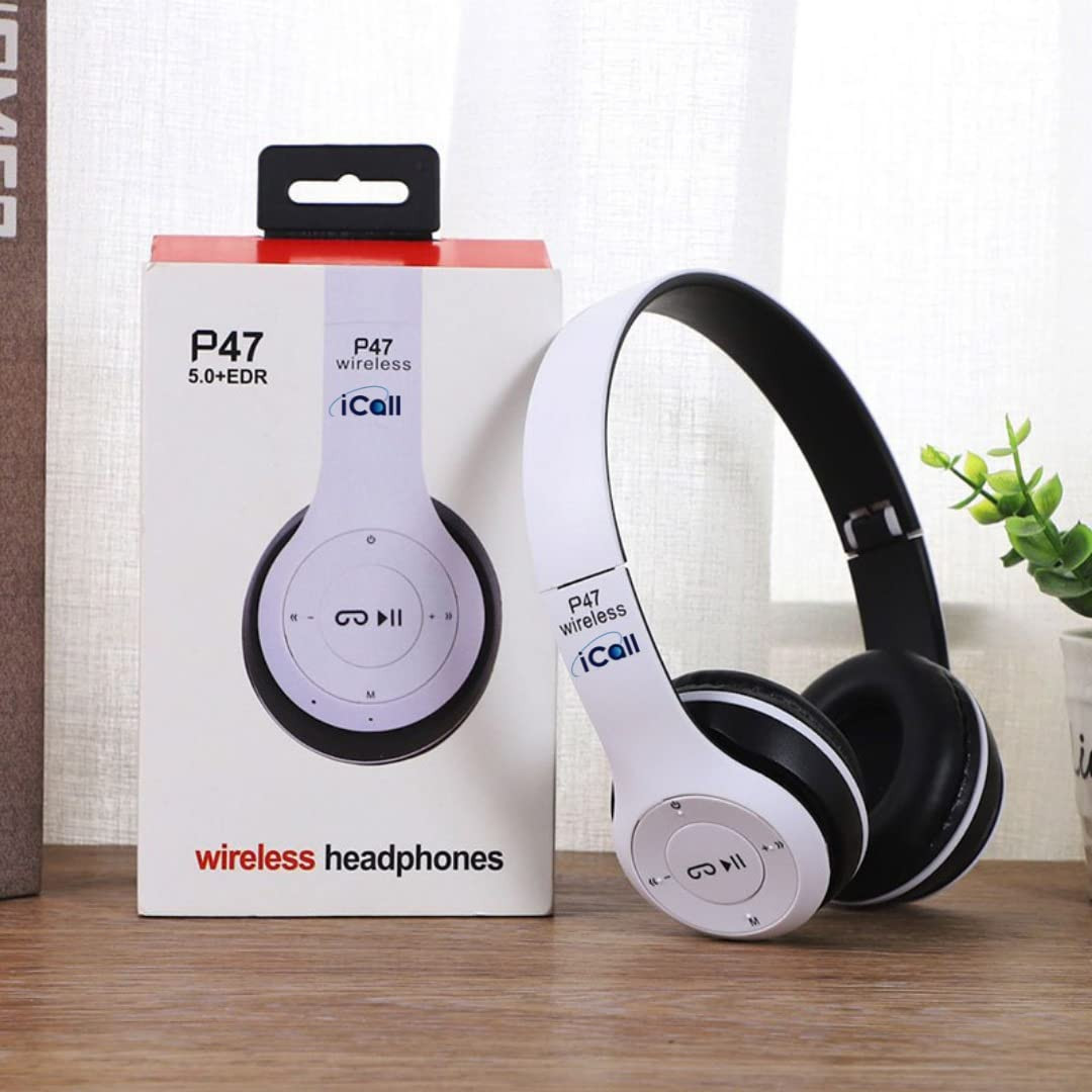 icall P47 Wireless Bluetooth On Ear Headphones 50EDR with Volume Control HD Sound and Bass Mic SD Card Slot Multicolor