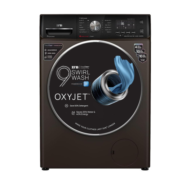 Image of IFB 10 Kg 5 Star AI Eco Inverter Fully Automatic Front Load Washing Machines with Wifi (Executive Plus MXC 1014, 2023 Model, Mocha, Oxyjet™ 9 Swirl Wash, 4 Years Comprehensive Warranty)