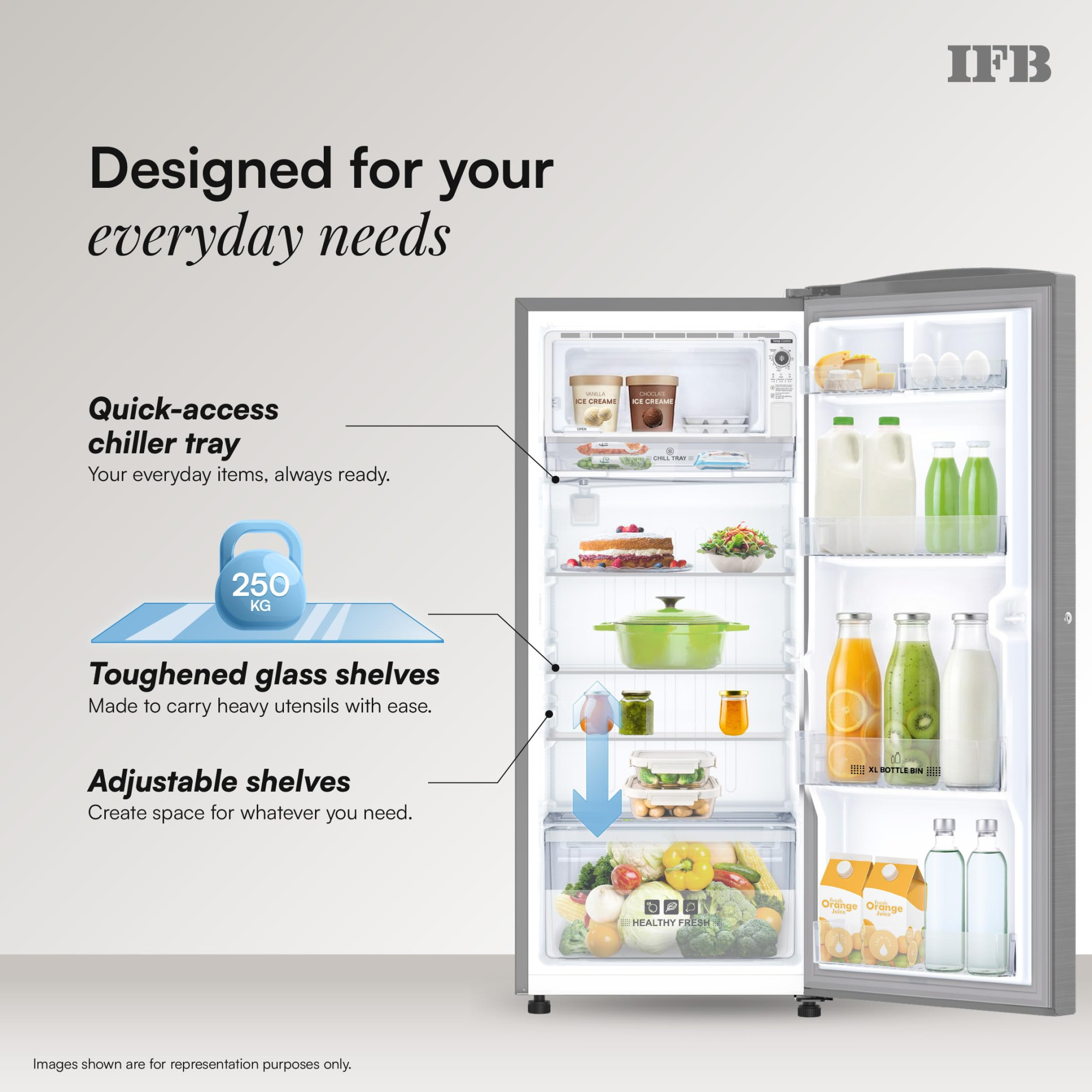 IFB 197L 5 Star Advanced Inverter Direct-Cool Single Door Refrigerator with 30 Hrs Cooling Retention XL Bottle Bin Big Vegetable Box 4 Year Super Warranty 2026 IFBDC-223EYBSE Brush Grey
