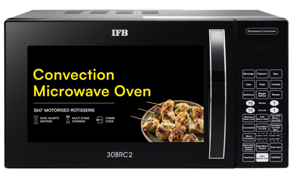 Image of IFB 30L Convection Microwave Oven with 101 Standard Cook Menus (30BRC2, Black, 360 Degree Motorized Rotisserie, Weight Defrost, Steam Clean, Grill &amp; 4 combi cook modes, 10 Power Levels)