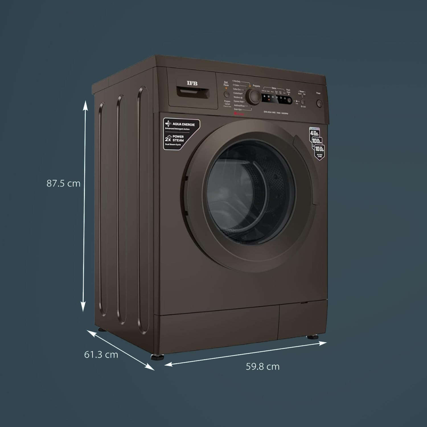 IFB 7 Kg 5 Star with 2X Power Steam AI Powered Fully Automatic Front Load Washing Machine DIVA AQUA MXS 7010 In-built Heater Mocha