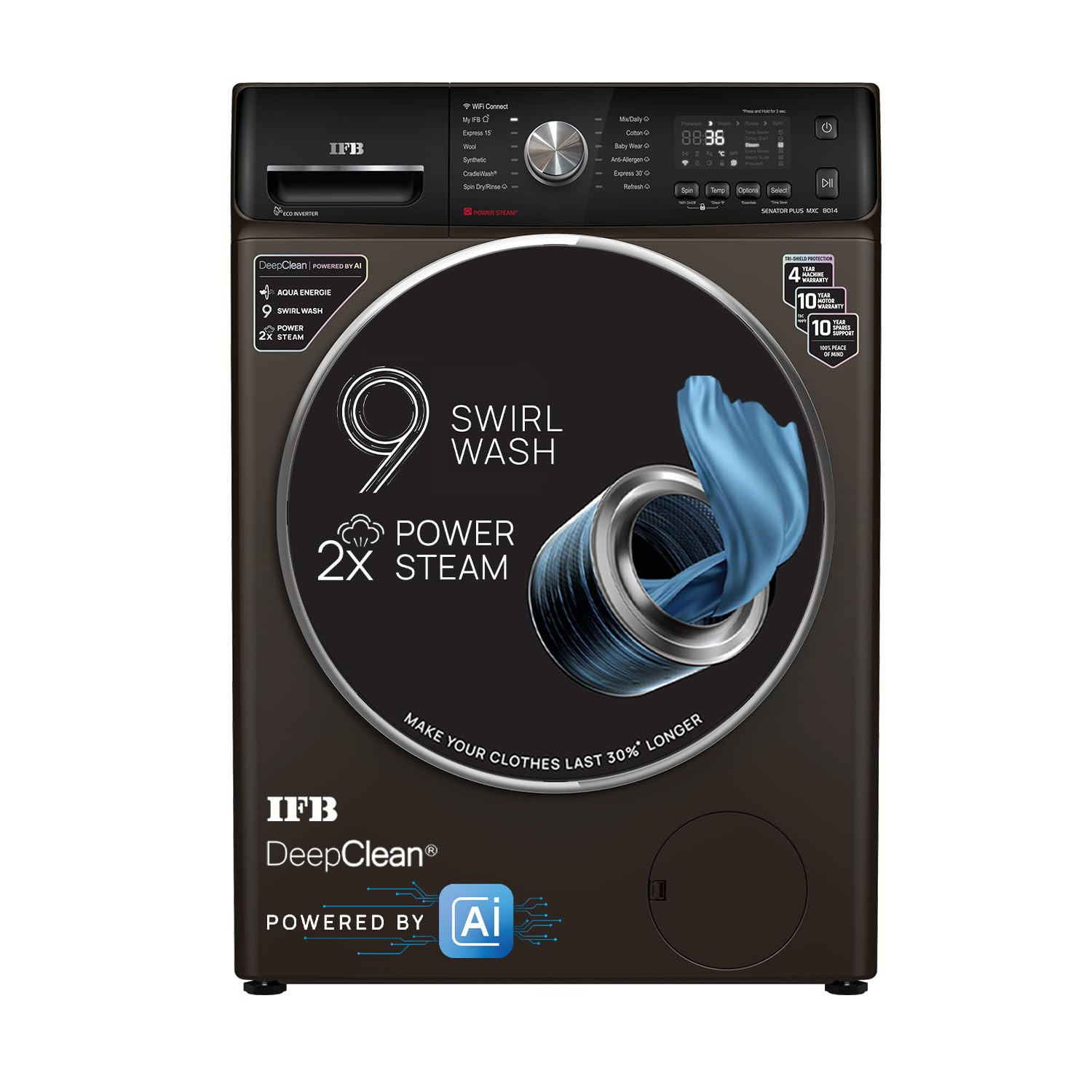 IFB 8 Kg 5 Star AI Eco Inverter Fully Automatic Smart Front Load Washing MachinesSENATOR PLUS MXC 8014 2023 Model Mocha 3D Wash Technology 4 Years Comprehensive Warranty