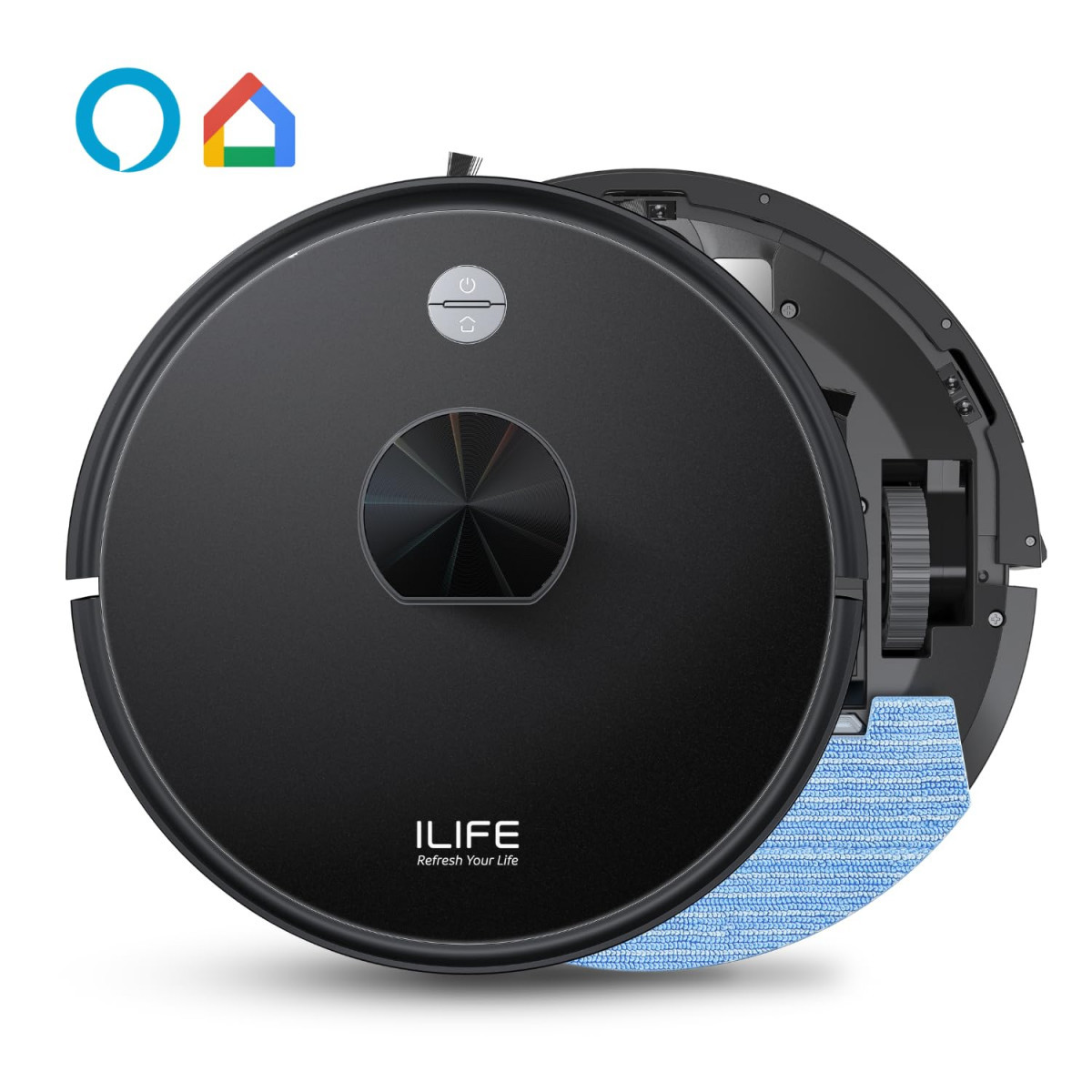 ILIFE A20 Robotic Vacuum Cleaner Lidar Navigation Powerful Suction Customized Schedule Cleaning Ideal for Hard Floor Low Pile Carpet Vacuum and Mop Wi-FiApp Alexa  GH Black