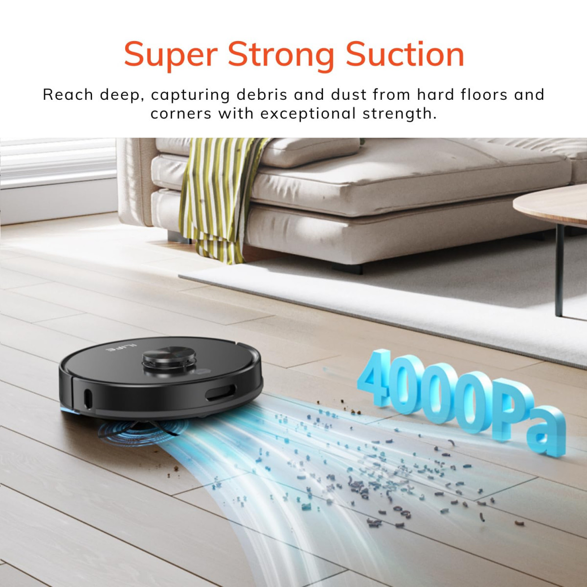 ILIFE A20 Robotic Vacuum Cleaner Lidar Navigation Powerful Suction Customized Schedule Cleaning Ideal for Hard Floor Low Pile Carpet Vacuum and Mop Wi-FiApp Alexa GH Black