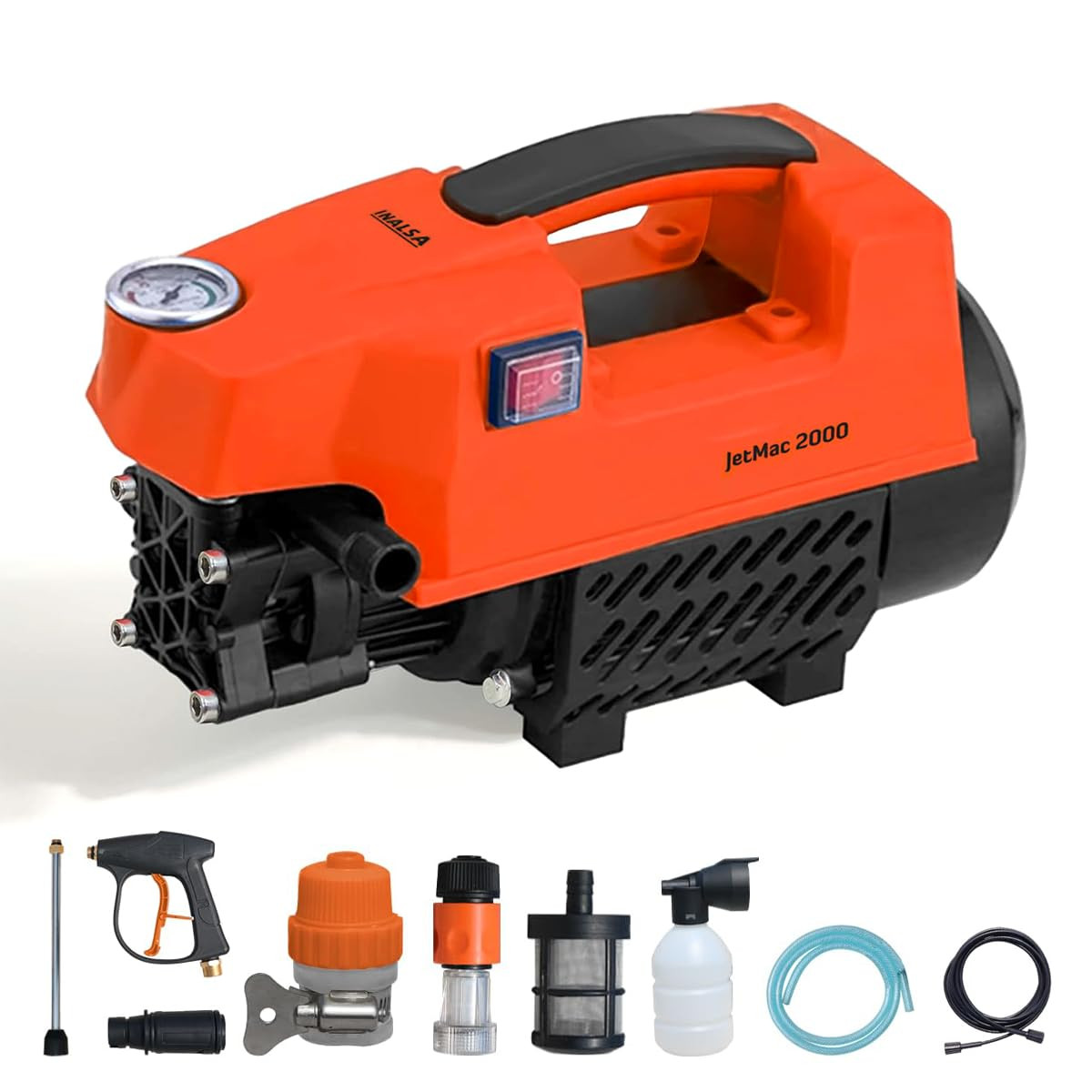 INALSA Car Washer High Pressure Washer 2000W With Induction MotorPressure-135 Bar Max Flow-390 L Hr8 Meters Outlet HoseSelf Priming Over Heat FeaturesCar Washer High Pressure PumpJETMAC 2000