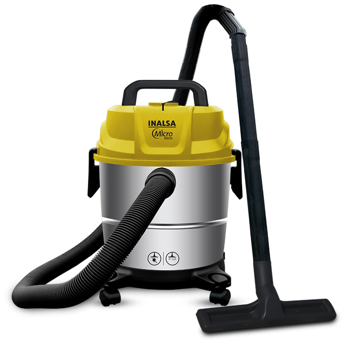 INALSA Wet and Dry Vacuum Cleaner for Home 15 LTR Capacity1400 W 20 kPa Suction Blower FunctionHEPA Filter Wet Vacuum Cleaner for Sofa House Cleaning MachineStainless Steel Body WD 15