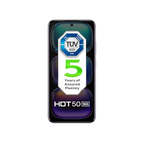 Infinix HOT 50 5G Dreamy Purple 4GB RAM 128GB Storage 5 Year Fluency Rating  48MP Camera  5000mAh Battery with FastCharge  78mm Slim Design AI