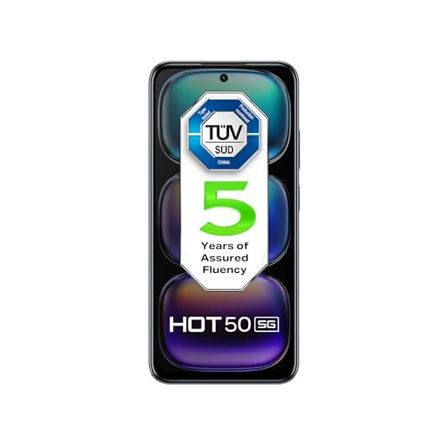 Infinix HOT 50 5G Seek Black 8GB RAM 128GB Storage 5 Year Fluency Rating 48MP Sony Camera 5000mAh Battery with FastCharge 78mm Slim Design AI