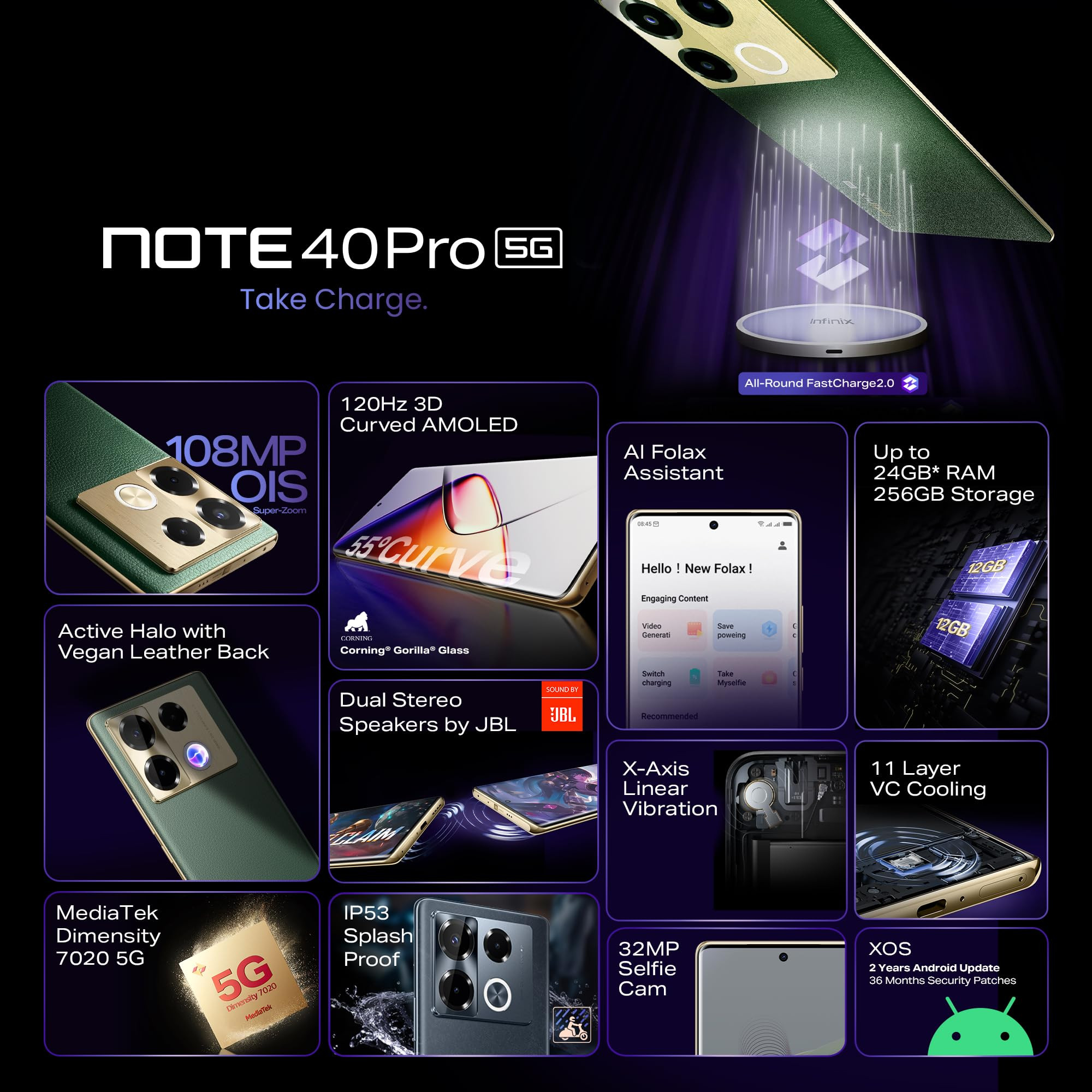 Infinix Note 40 Pro 5G Obsidian Black 256GB 8GB RAM
