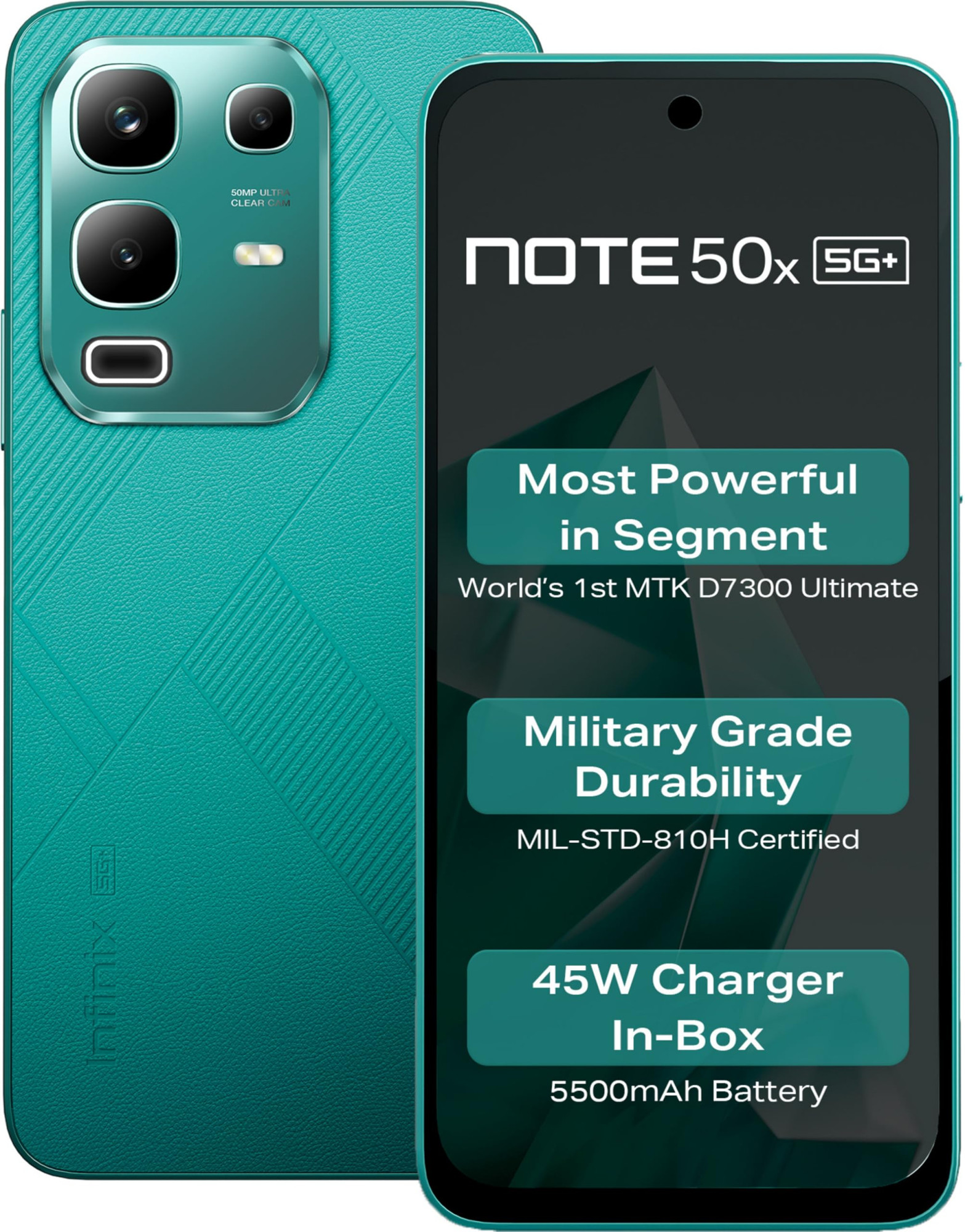 Infinix Note 50x 5G Sea Breeze Green 8GB RAM 128GB Storage MediaTek Dimensity 7300 50MP Dual Rear Camera 678 AMOLED Display 5000mAh Battery 33W Fast Charging Upto 16GB RAM Expansion