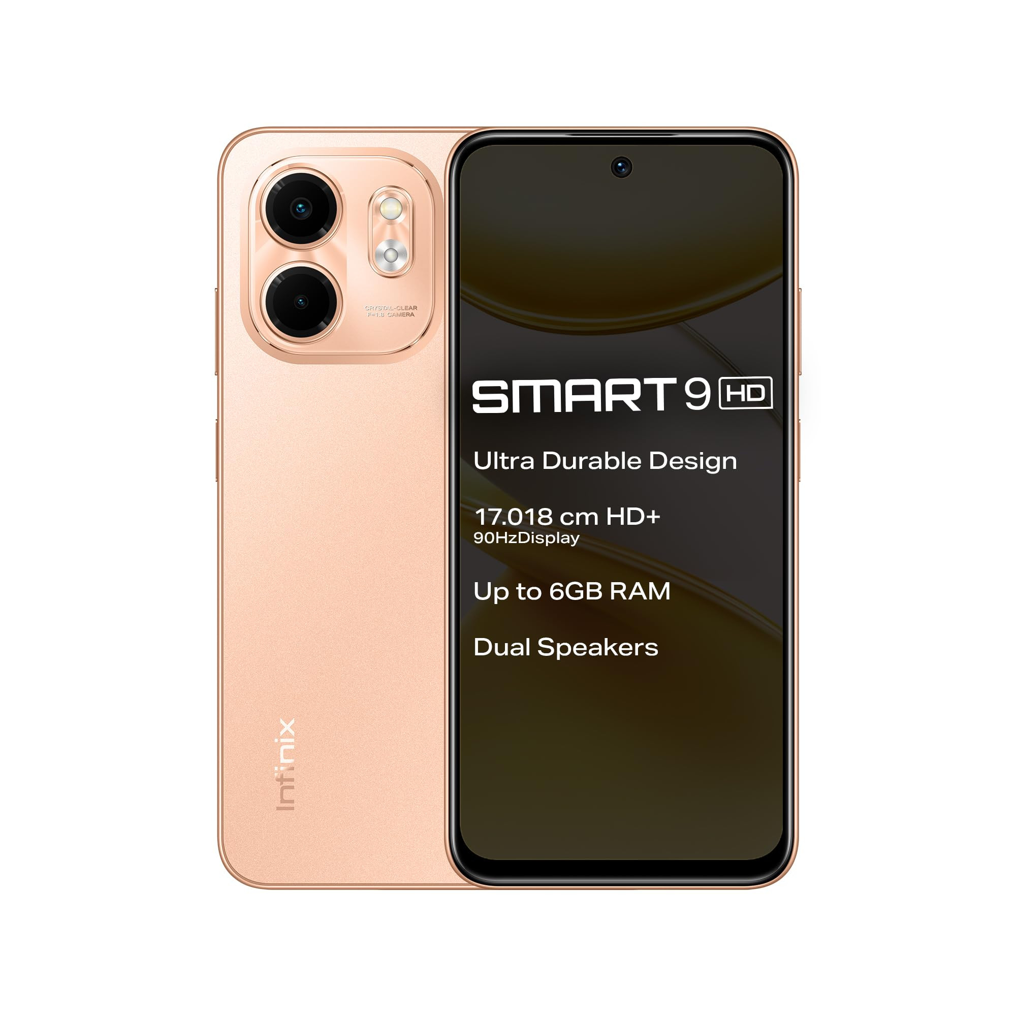 Infinix Smart 9 HD Coral Gold 3GB RAM 64GB Storage 250K Drop Tests 90Hz Punch Hole Display 5000mAh Battery