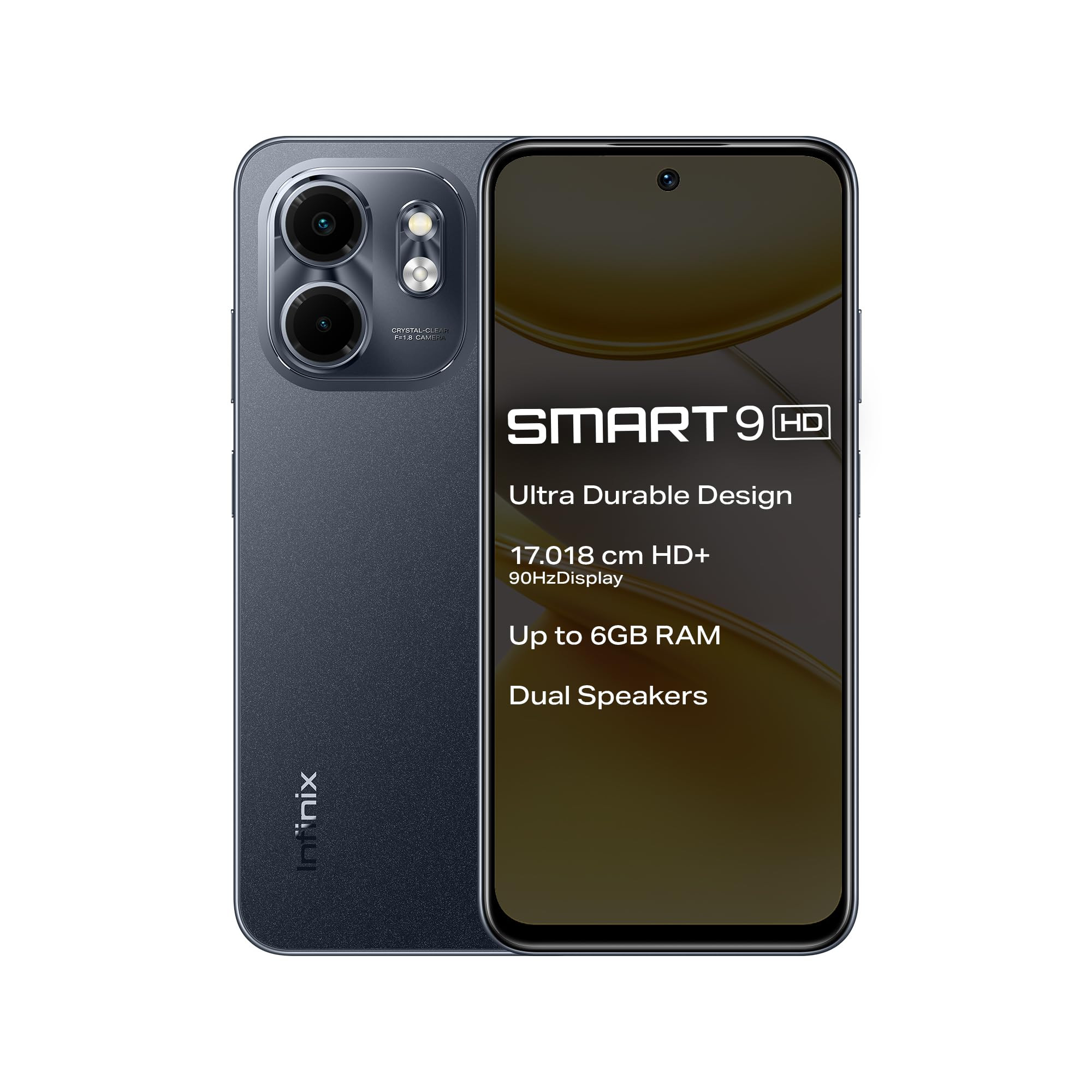 Infinix Smart 9 HD Metallic Black 3GB RAM 64GB Storage  250K Drop Tests  90Hz Punch Hole Display  5000mAh Battery