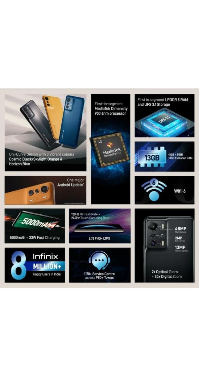 Infinix Zero 5G Skylight Orange 128 GB 8 GB RAM