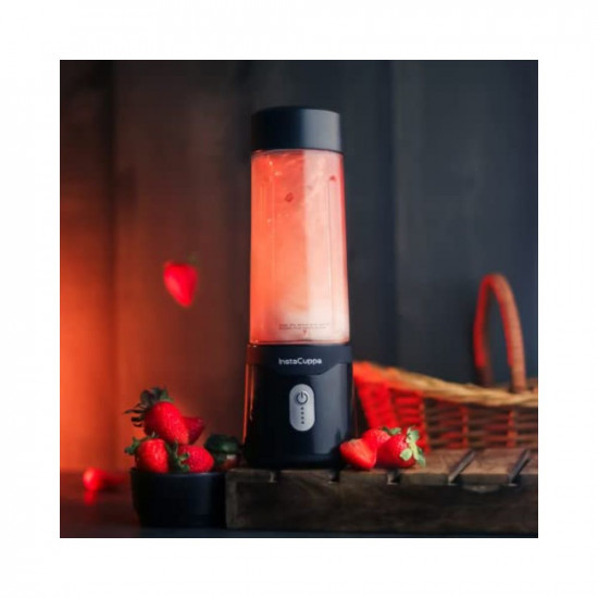 InstaCuppa Portable Blender for Smoothie Milk Shakes Crushing Ice and Juice USB Rechargeable Battery with 4000 mAh 230 Watts Motor 500 ML built-in Jar Black Stainless Steel Blades