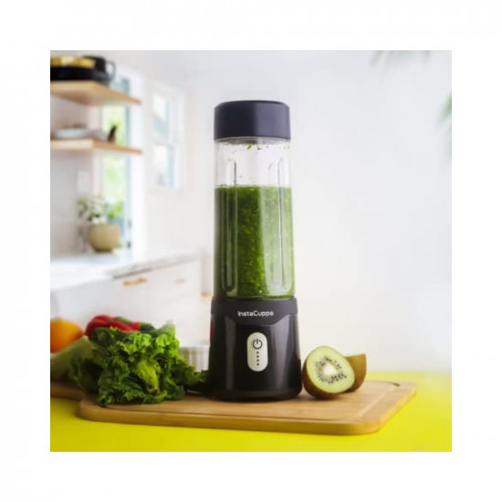 InstaCuppa Portable Blender for Smoothie Milk Shakes Crushing Ice and Juice USB Rechargeable Battery with 4000 mAh 230 Watts Motor 500 ML built-in Jar Black Stainless Steel Blades