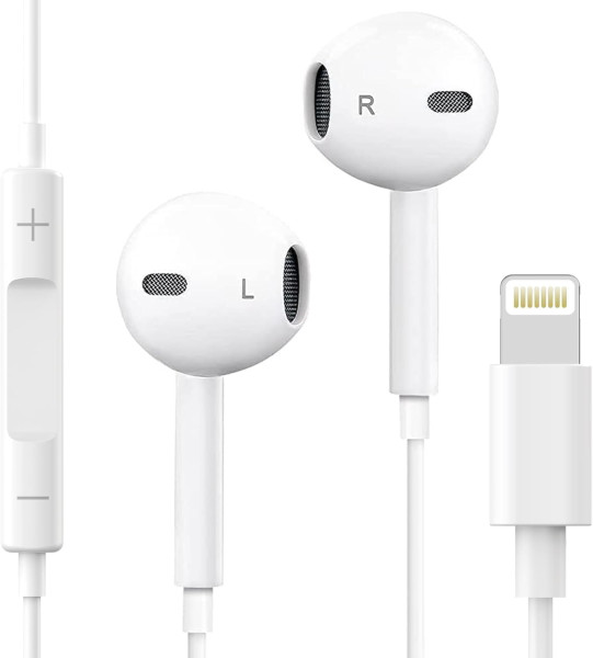 Image of iPhone Earphones Wired [Apple MFi Certified] – Lightning Connector with Mic &amp; Volume – iPhone 14/13/12/11/XR/7/8