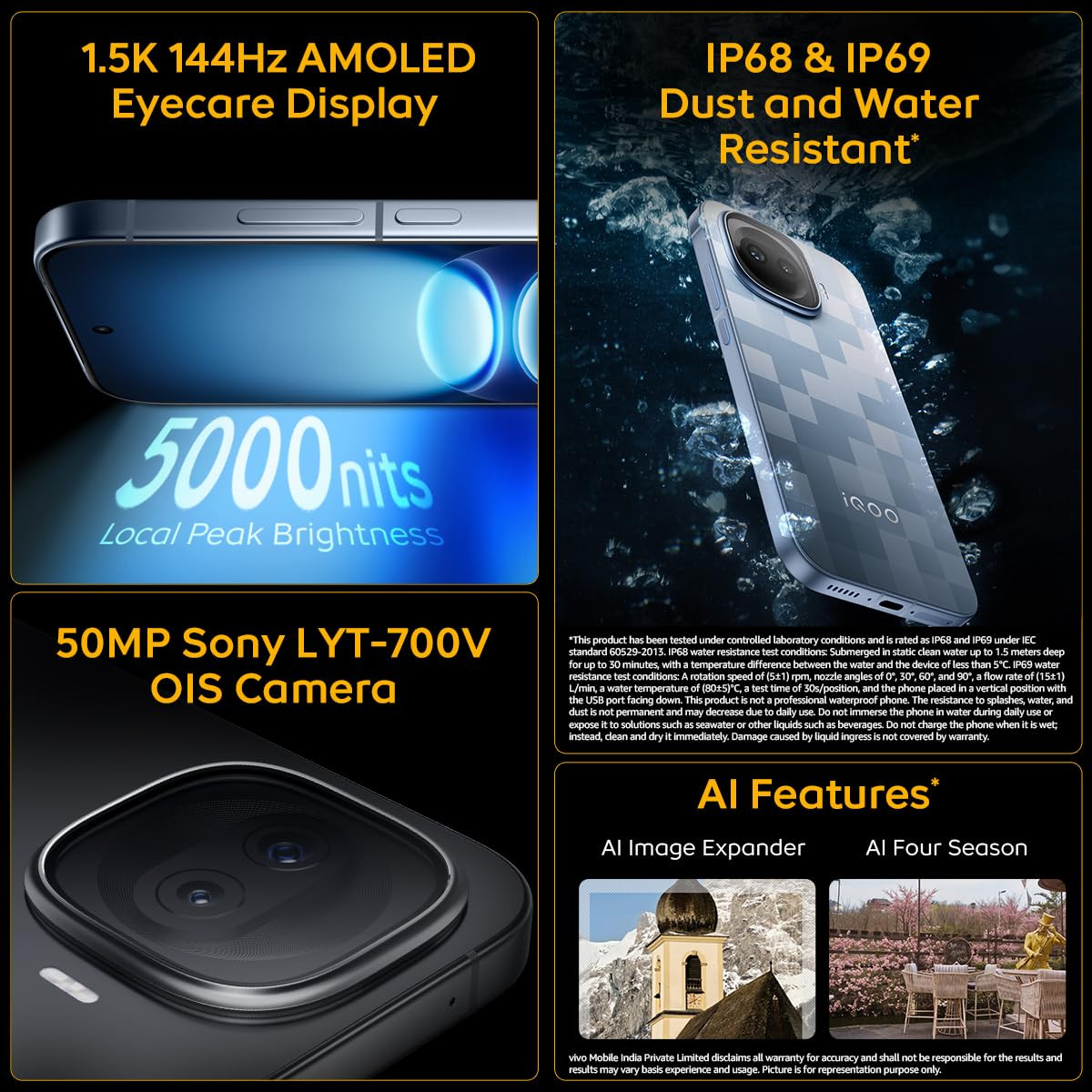iQOO 15R Dark Knight 8GB RAM 256GB Storage Snapdragon 8 Gen 5 Processor Indias Slimmest Smartphone in 7600mAh Battery Segments Most Stable 144FPS Gaming