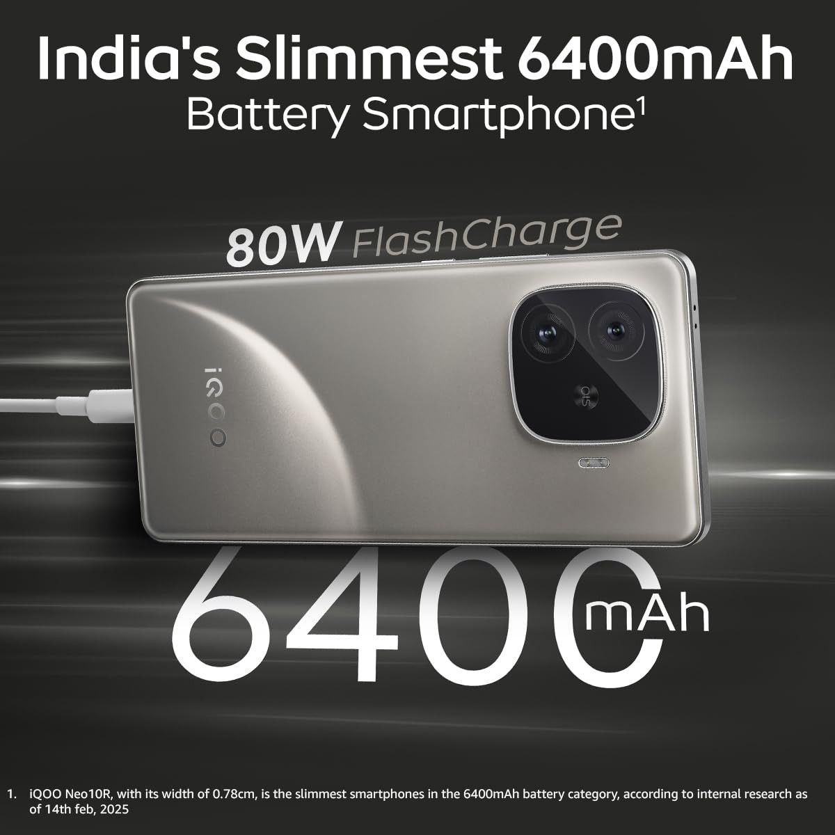 iQOO Neo 10R 5G Moonknight Titanium 8GB RAM 256GB Storage  Snapdragon 8s Gen 3 Processor  Indias Slimmest 6400mAh Battery Smartphone  Segments Most Stable 90FPS for 5 Hours
