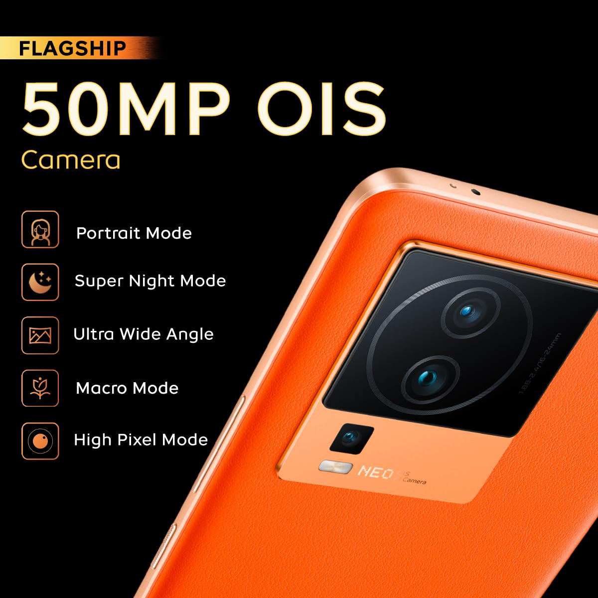 iQOO Neo 7 Pro 5G Fearless Flame 8Gb Ram 128Gb Storage Snapdragon 8 Gen 1 Independent Gaming Chip Flagship 50Mp Ois Camera Premium Leather Design Orange