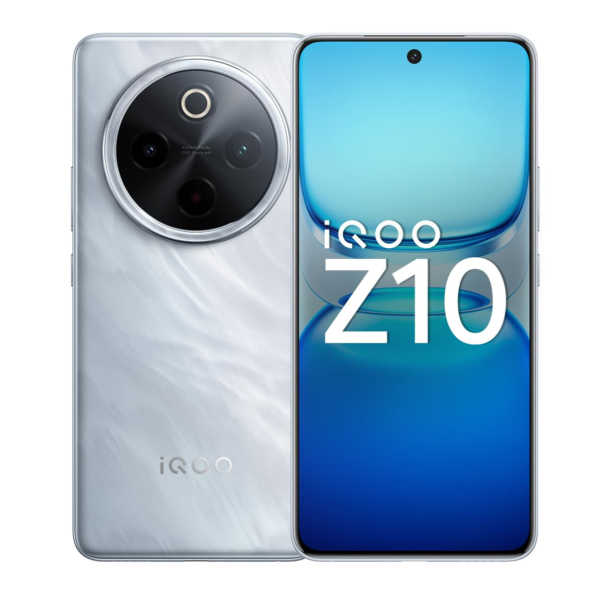 iQOO Z10 5G Glacier Silver 8GB RAM 256GB Storage Indias Biggest Ever 7300 mAh Battery Snapdragon 7s Gen 3 Processor Brightest Quad Curved AMOLED Display in The Segment